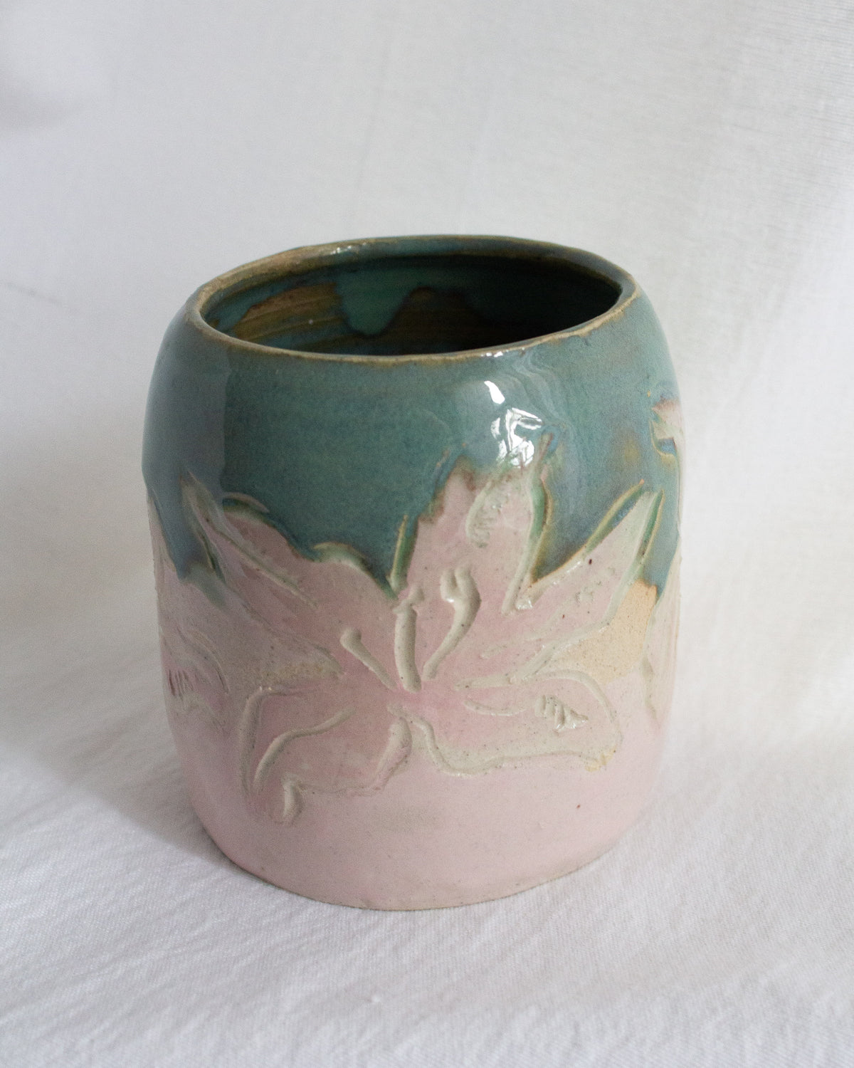 SMALL Turquiose and Pink Carved Lily Cup No. 58