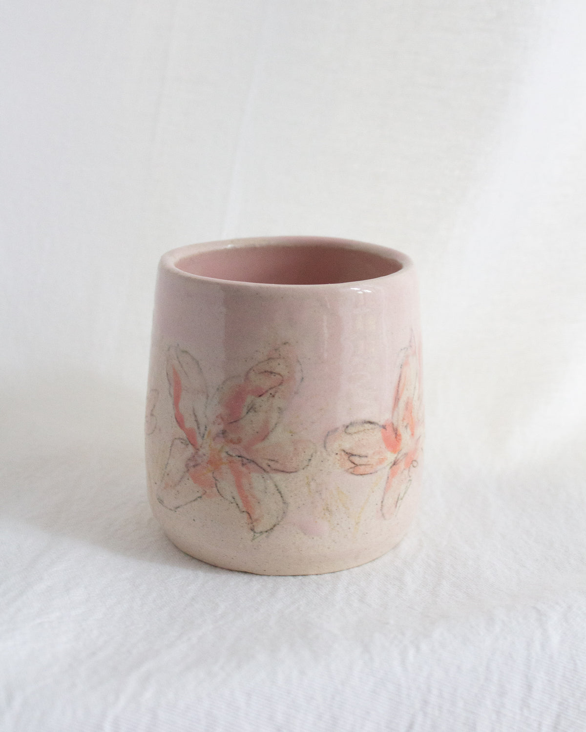 Hand Painted Small Pink Lily Small Espresso Cup No. 56