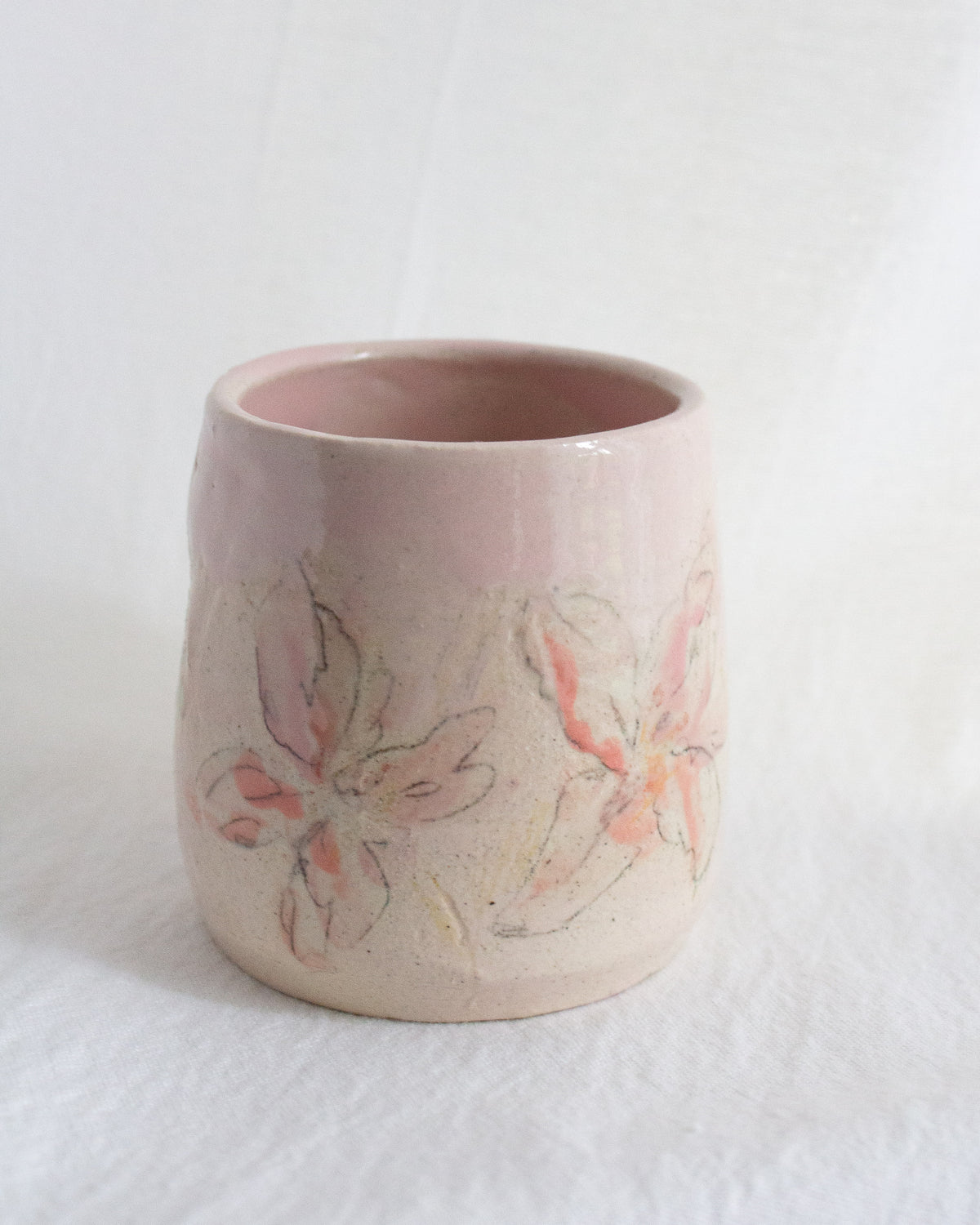 Hand Painted Small Pink Lily Small Espresso Cup No. 56