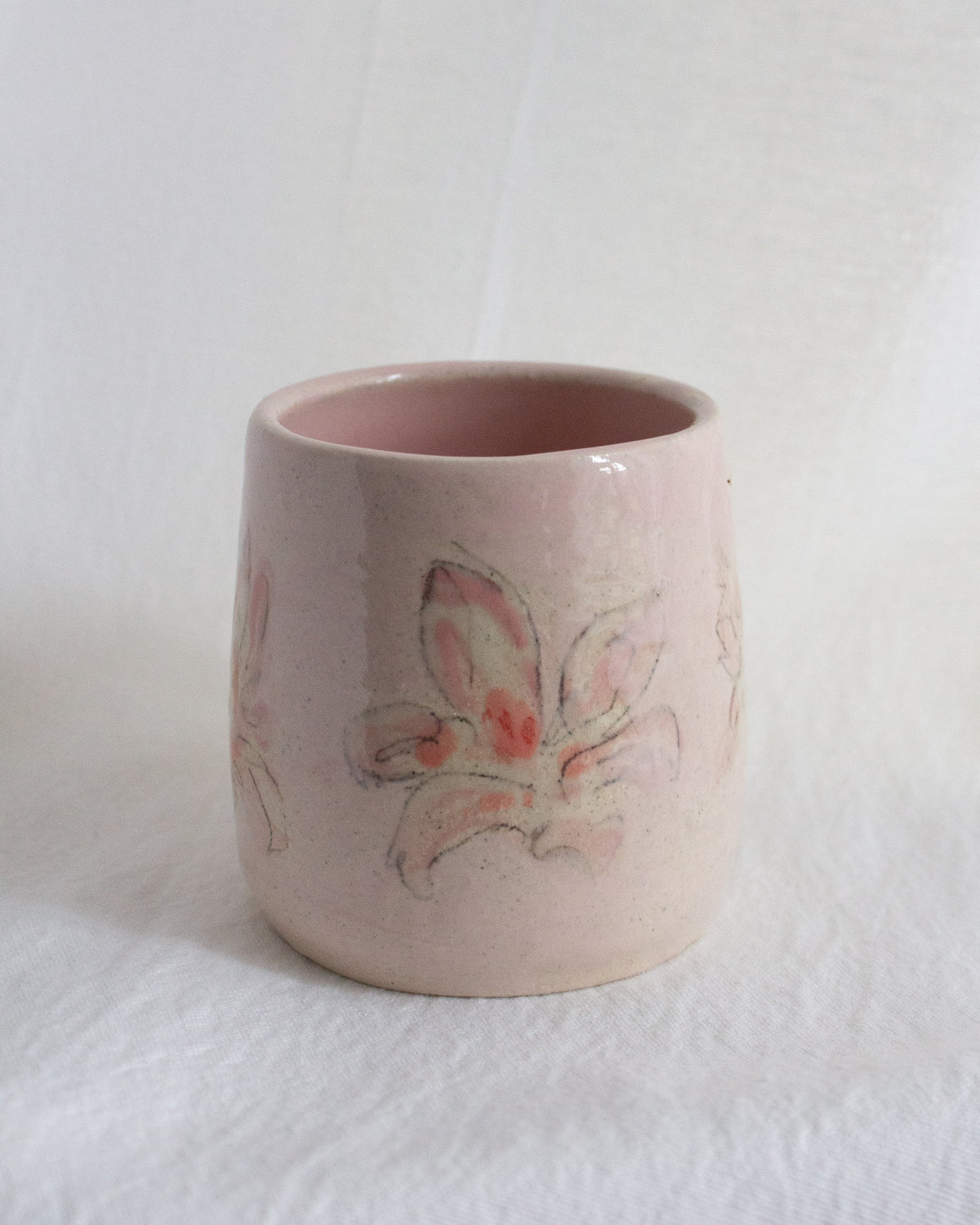 Hand Painted Small Pink Lily Small Espresso Cup No. 56