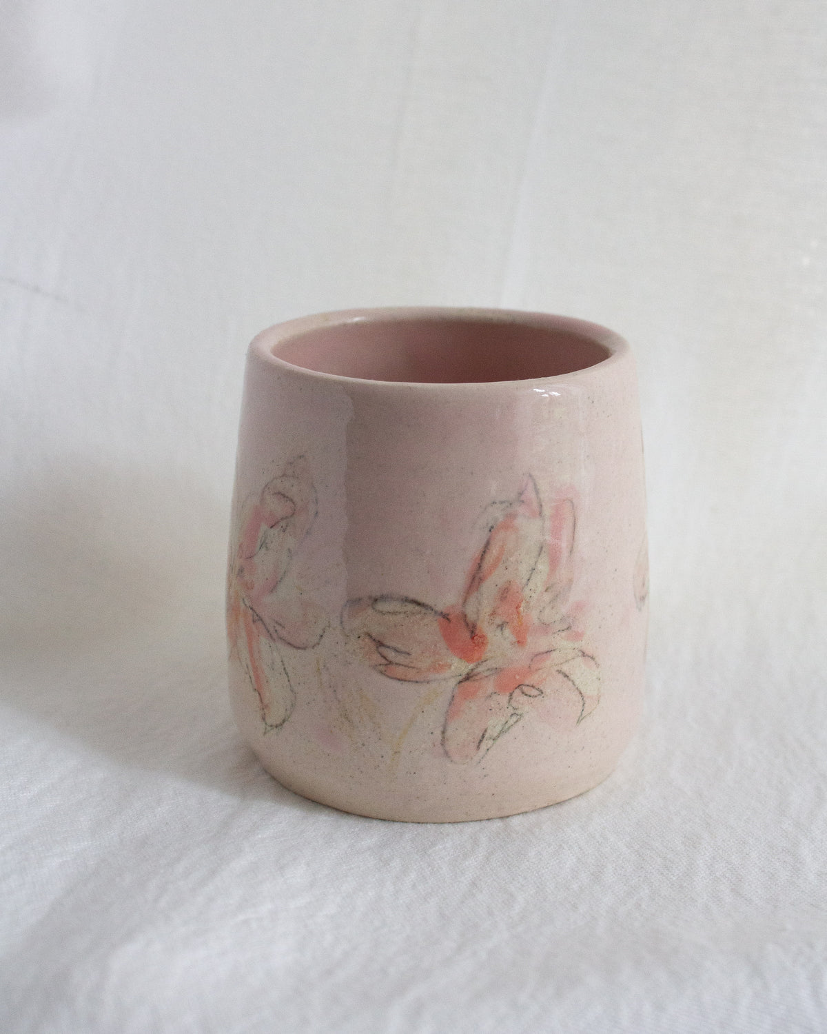 Hand Painted Small Pink Lily Small Espresso Cup No. 56