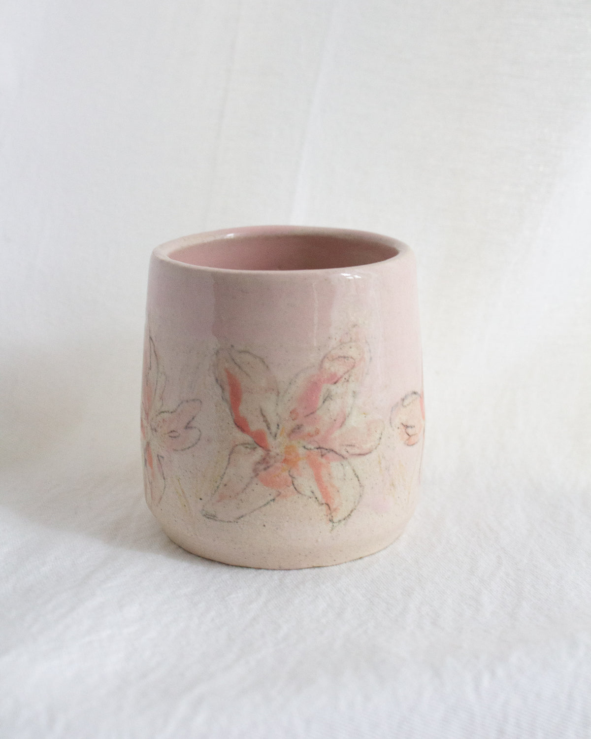 Hand Painted Small Pink Lily Small Espresso Cup No. 56
