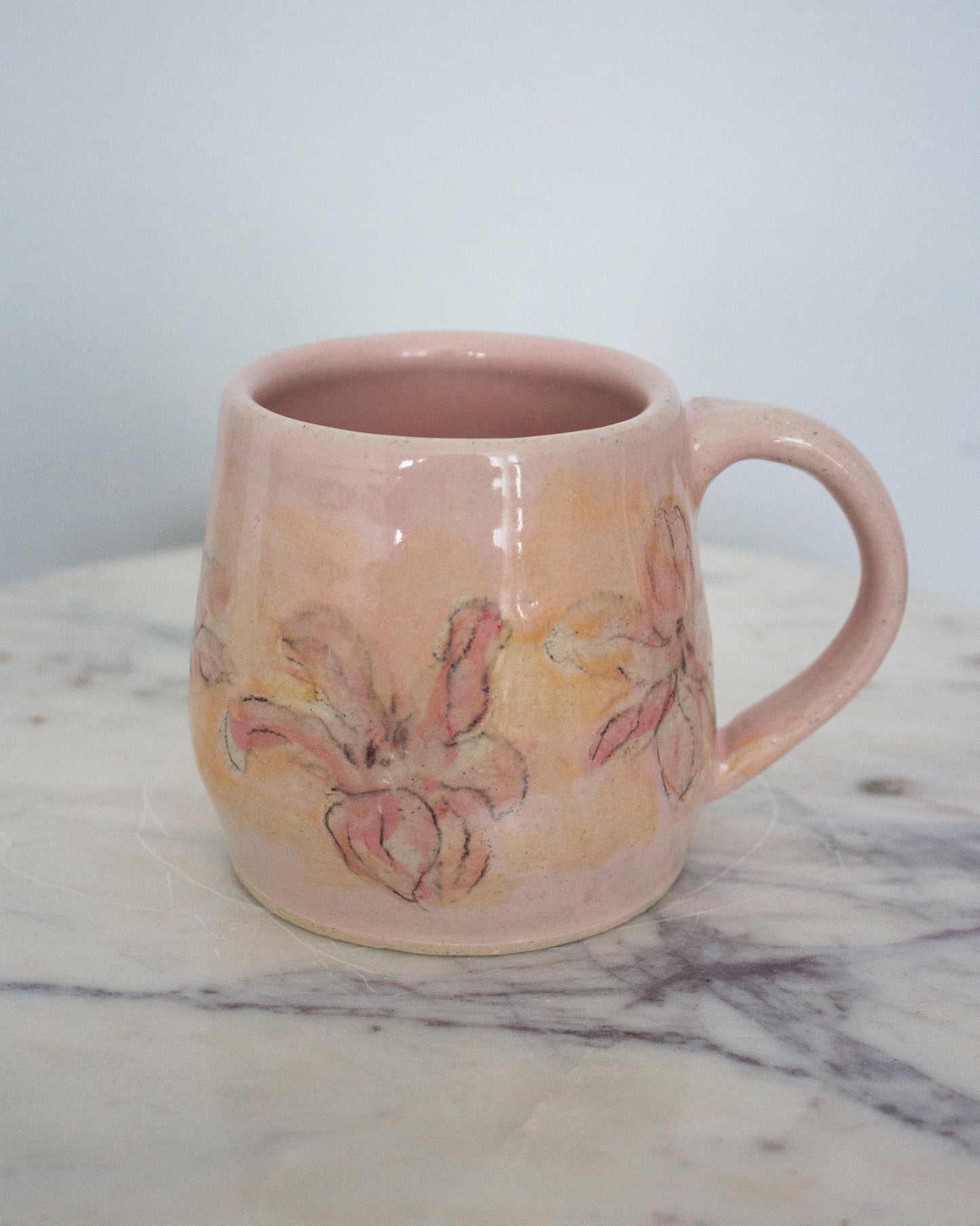 Baby Pink and Orange Handpainted Mug No. 9