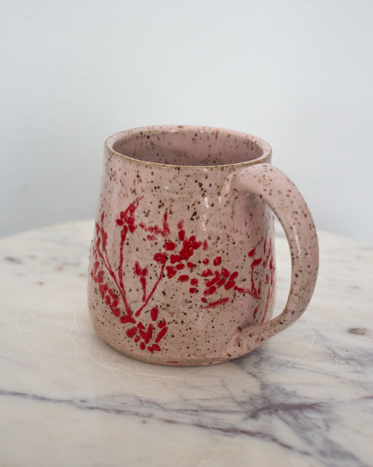 Hand Drawn Pink Floral Branch Mug No. 10
