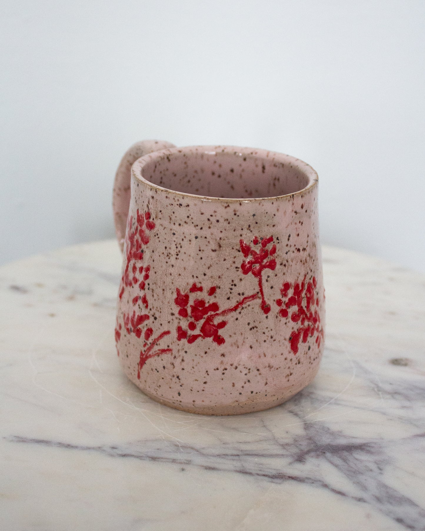 Hand Drawn Pink Floral Branch Mug No. 10