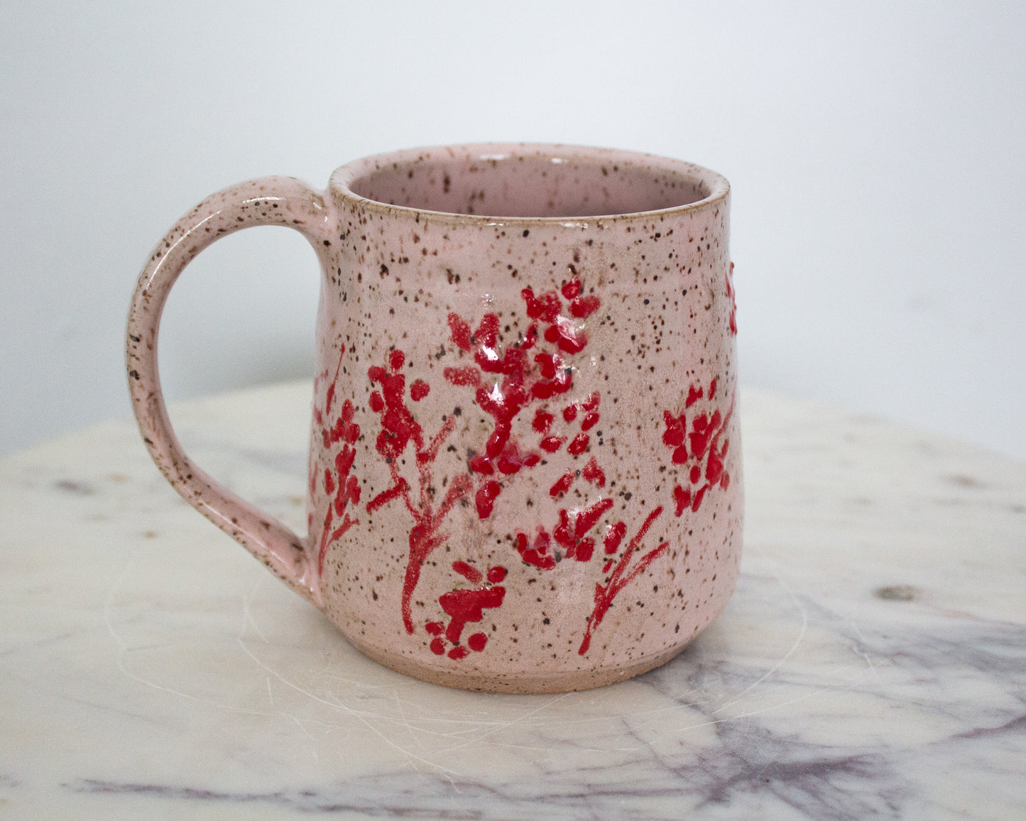 Hand Drawn Pink Floral Branch Mug No. 10
