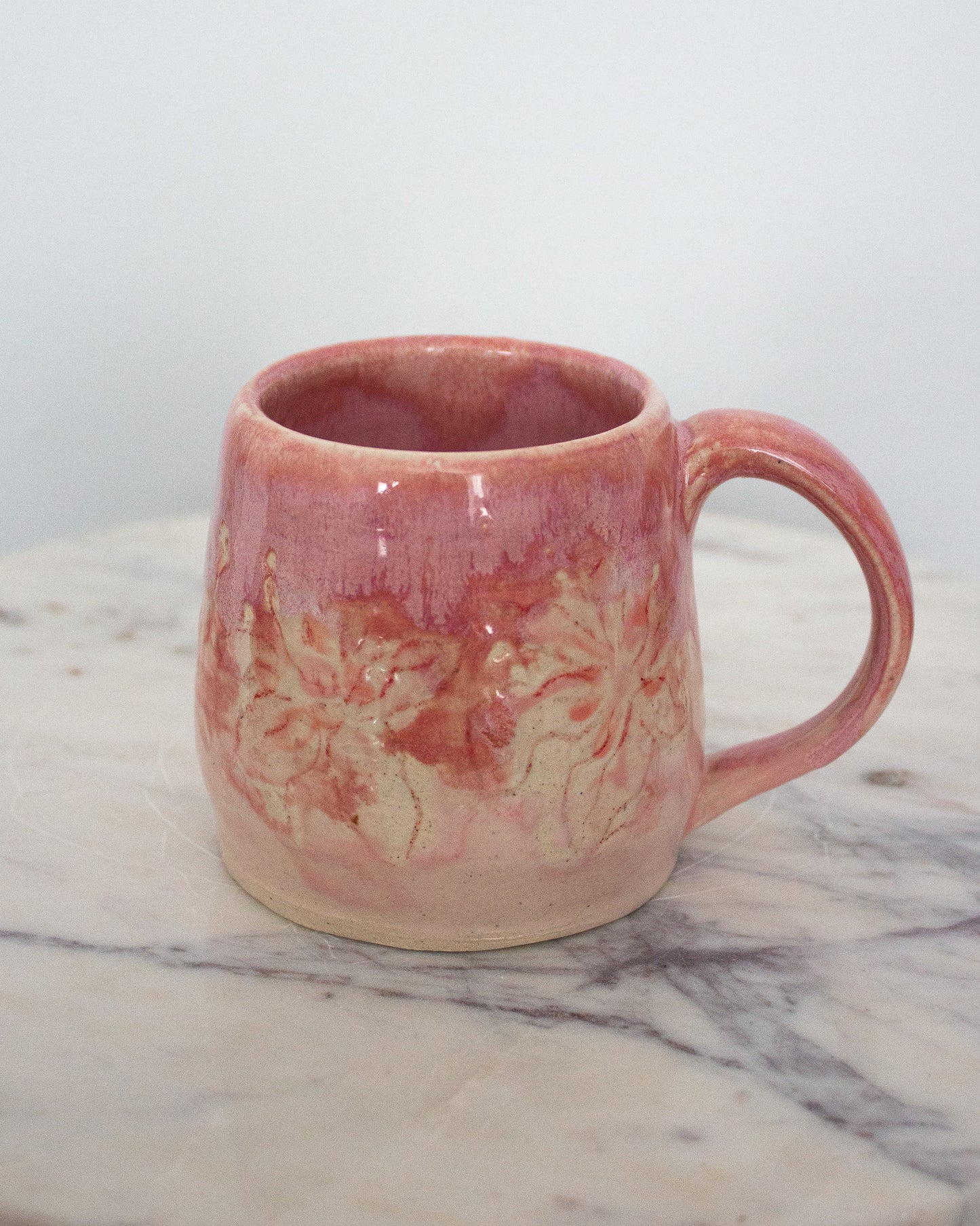 Hand Painted Pink and Red Lily Mug No. 11
