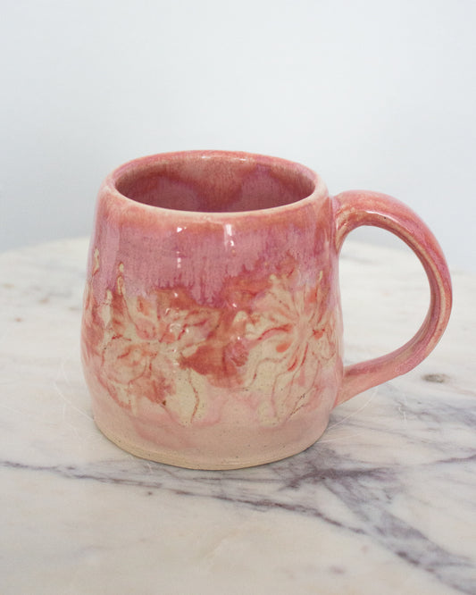 Hand Painted Pink and Red Lily Mug No. 11