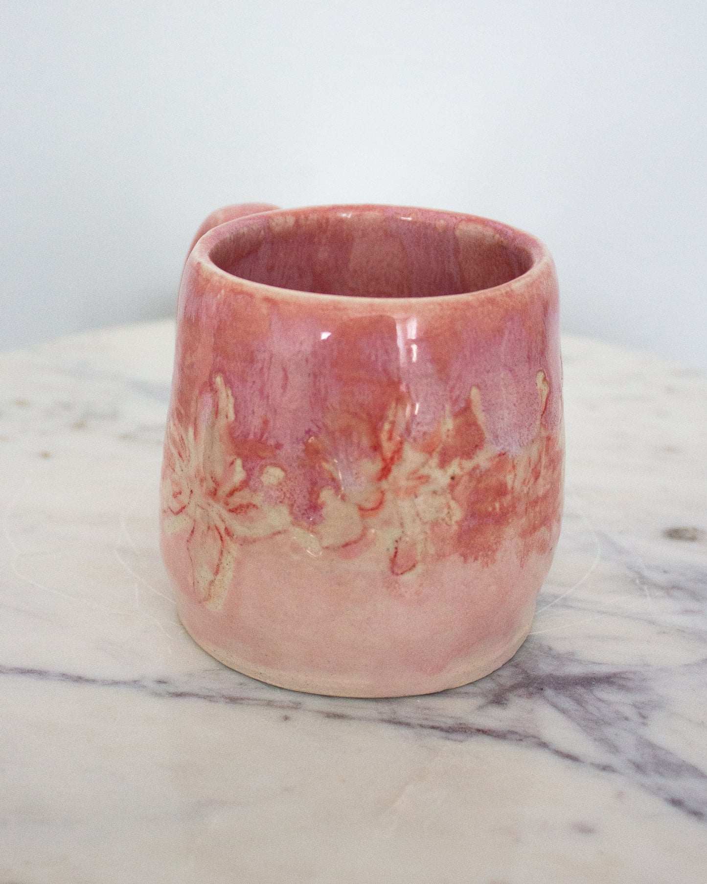 Hand Painted Pink and Red Lily Mug No. 11