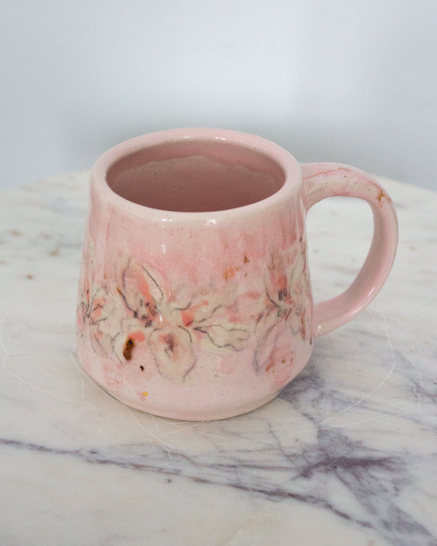 Hand Painted Small Baby Pink Lily Mug No. 12