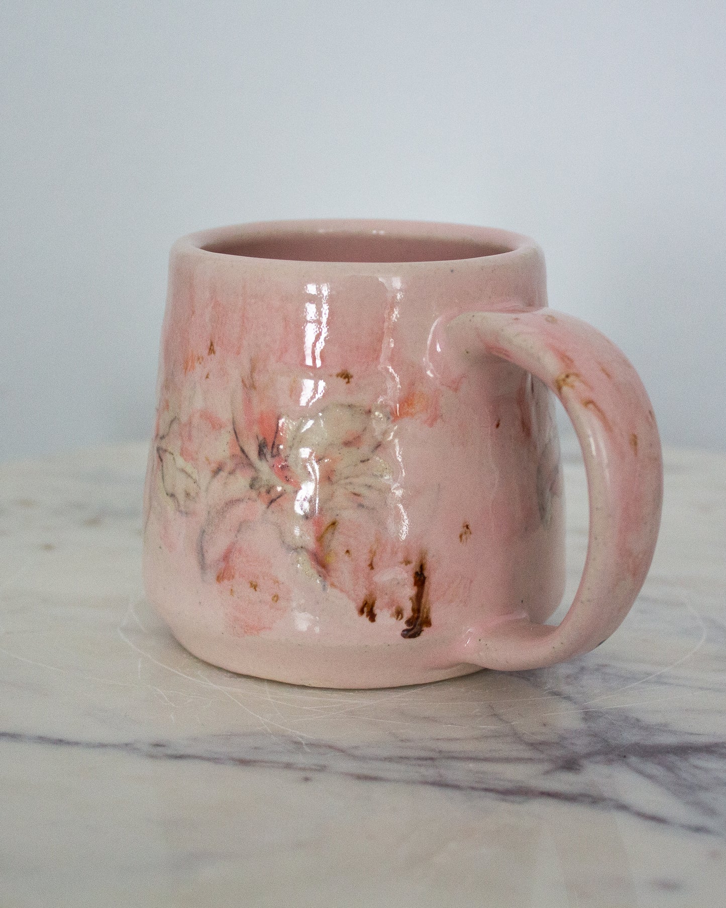 Hand Painted Small Baby Pink Lily Mug No. 12