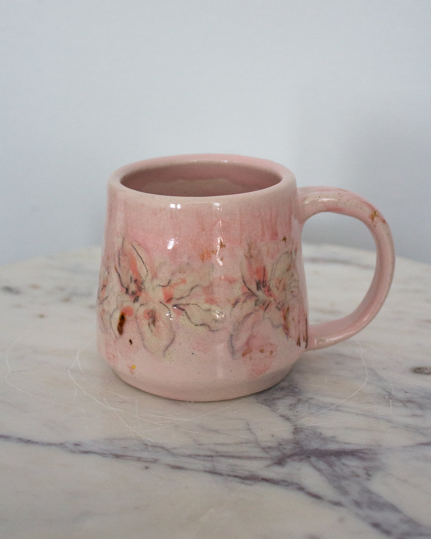 Hand Painted Small Baby Pink Lily Mug No. 12