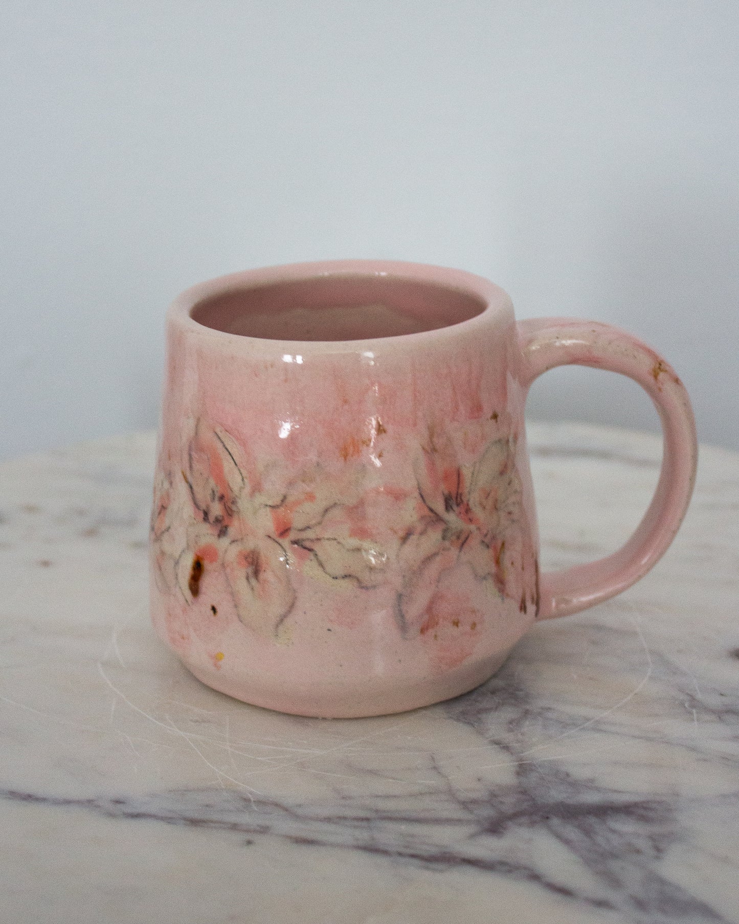 Hand Painted Small Baby Pink Lily Mug No. 12