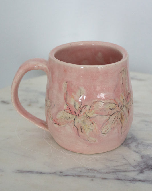 Baby Pink Hand Painted Lily Mug No. 15
