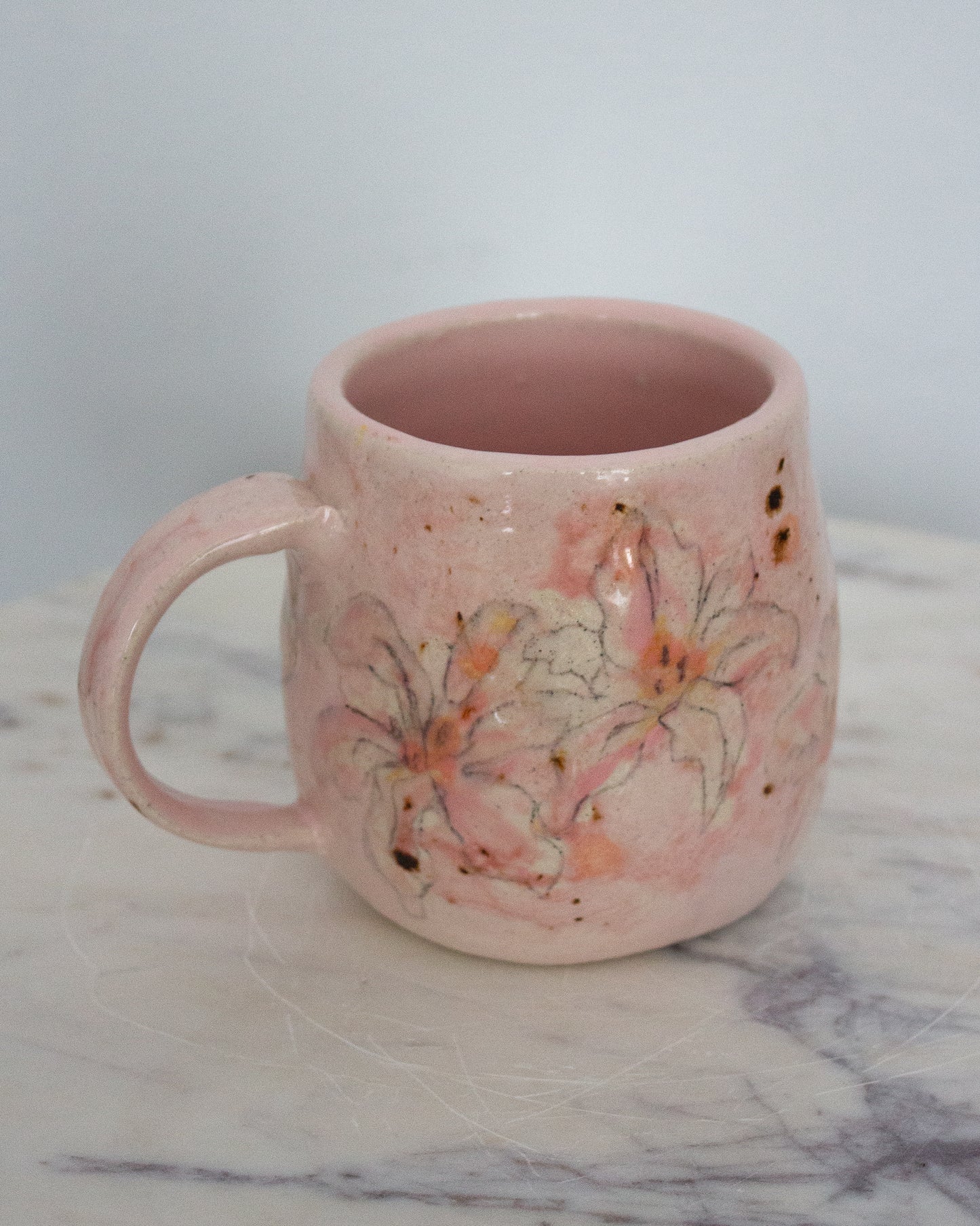Baby Pink Hand Painted Lily Mug No. 19