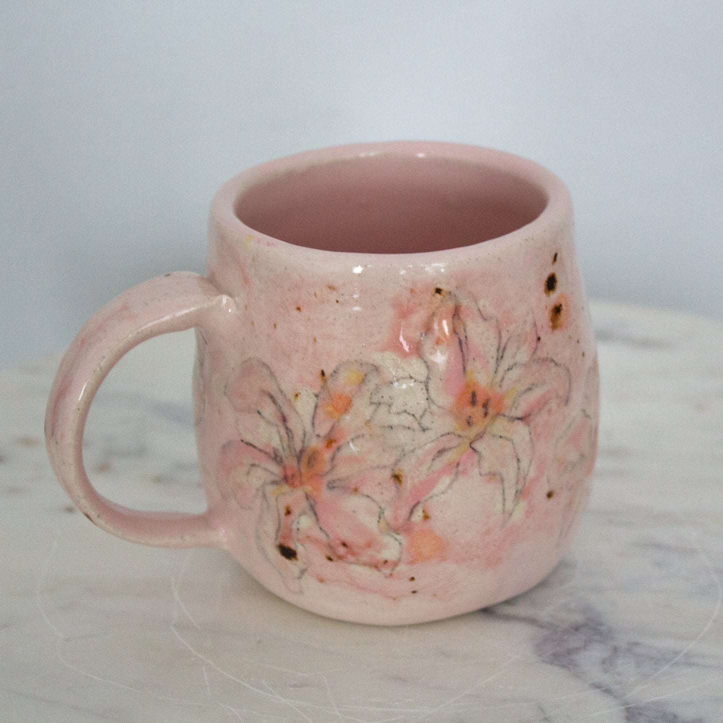 Baby Pink Hand Painted Lily Mug No. 19