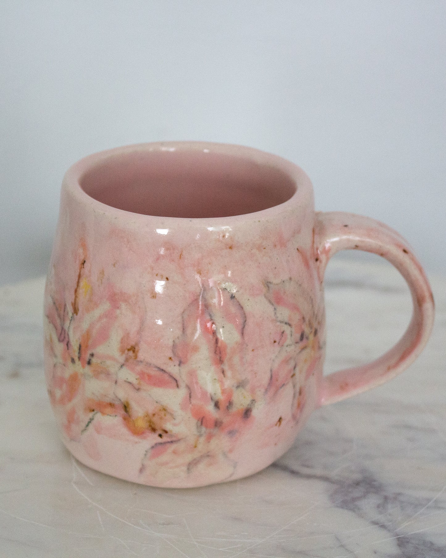 Baby Pink Hand Painted Lily Mug No. 19