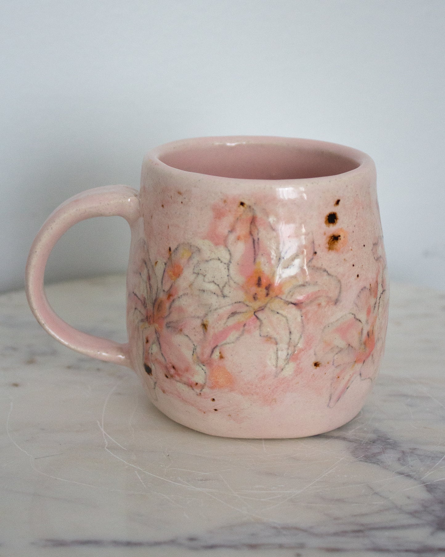 Baby Pink Hand Painted Lily Mug No. 19