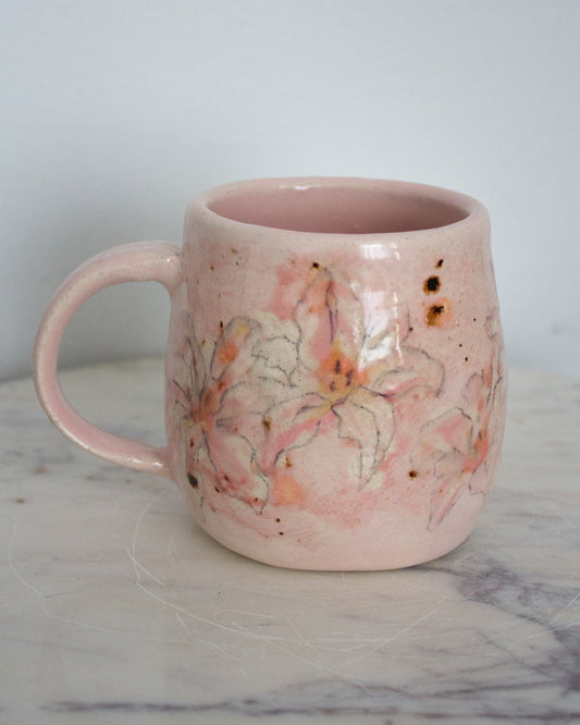 Baby Pink Hand Painted Lily Mug No. 19
