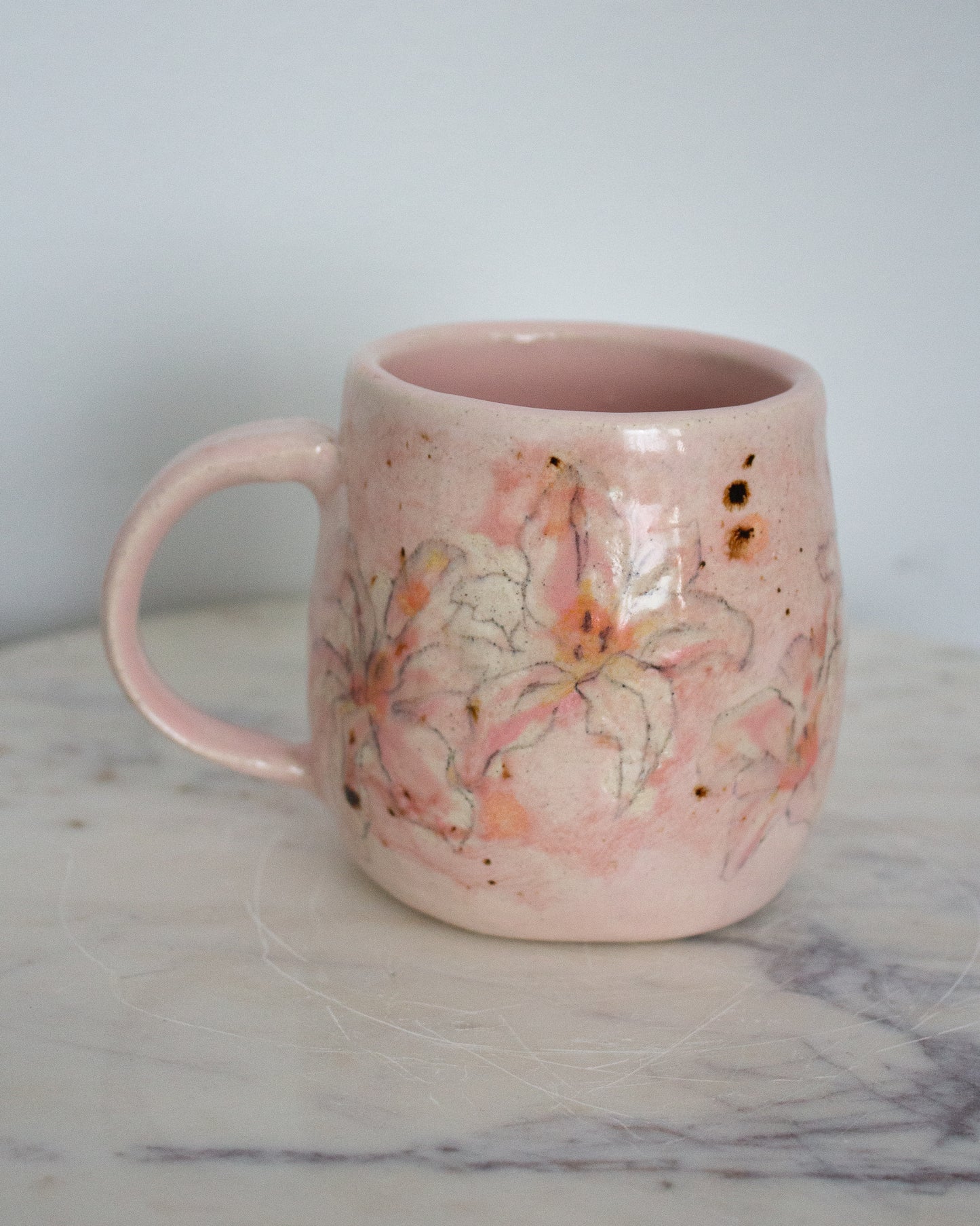 Baby Pink Hand Painted Lily Mug No. 19