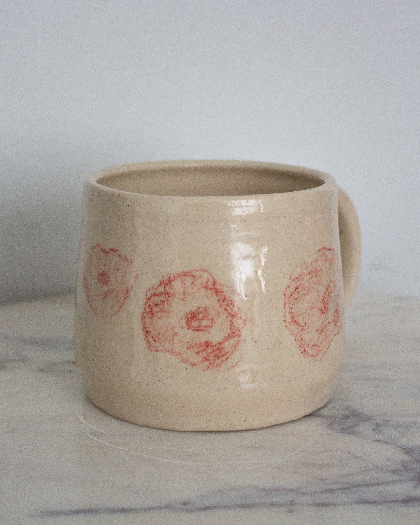 Hand Drawn Red Poppy Mug No. 20