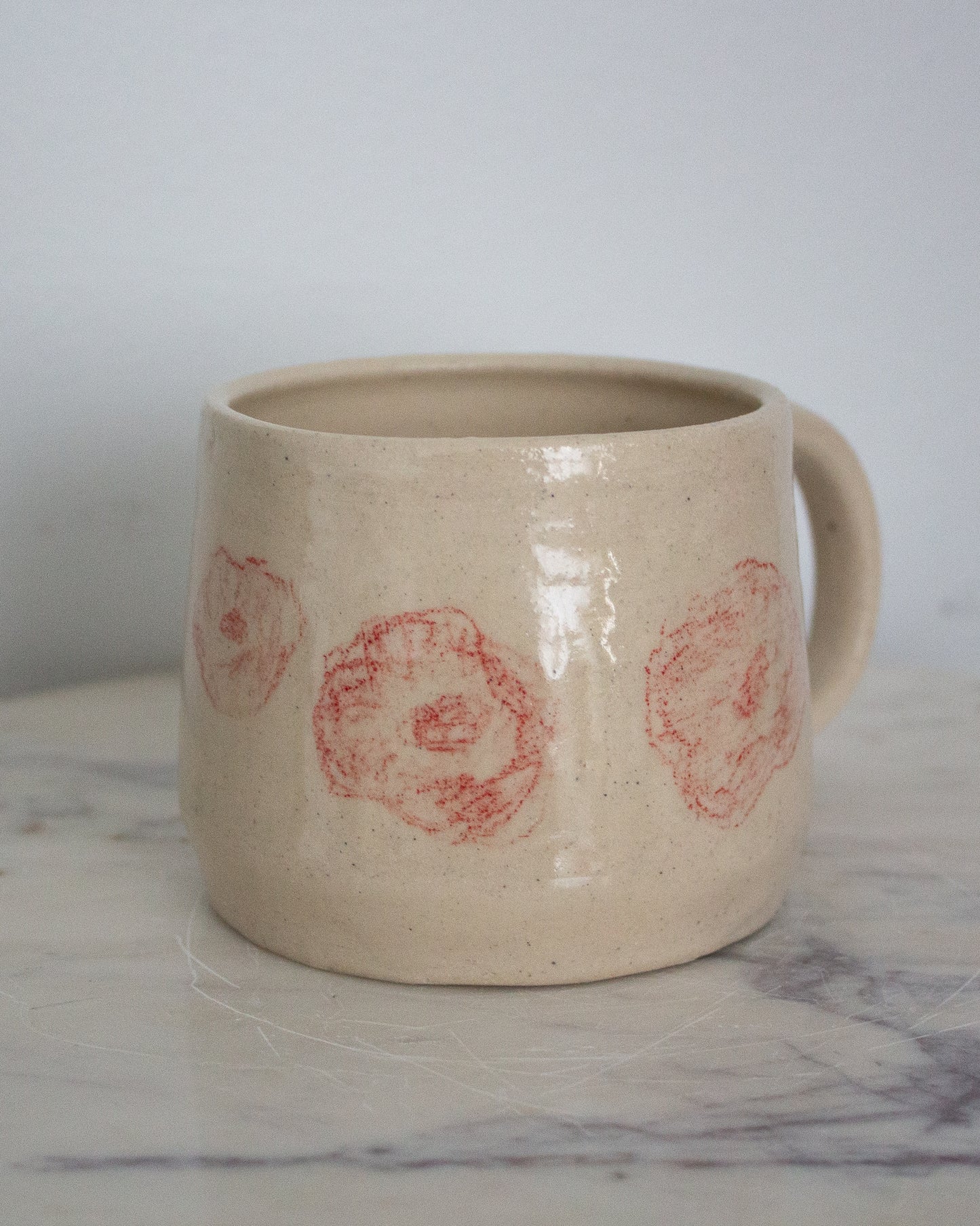 Hand Drawn Red Poppy Mug No. 20