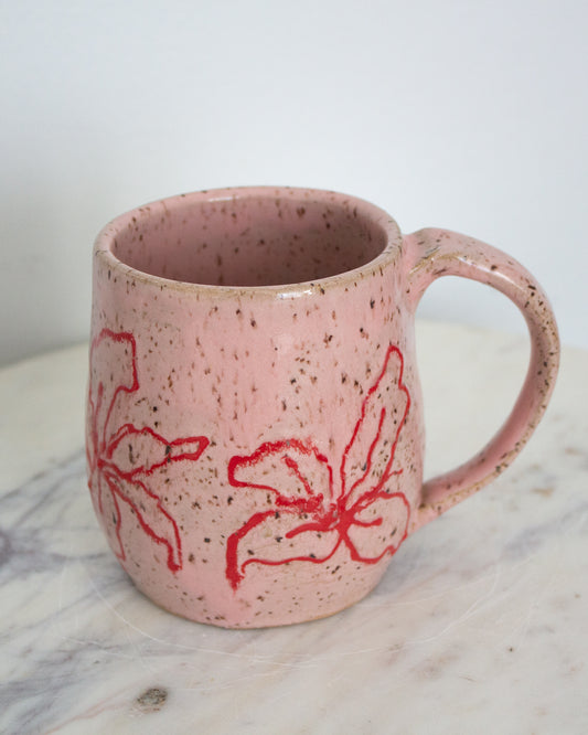 Hand Drawn Pink and Red Mug No. 23