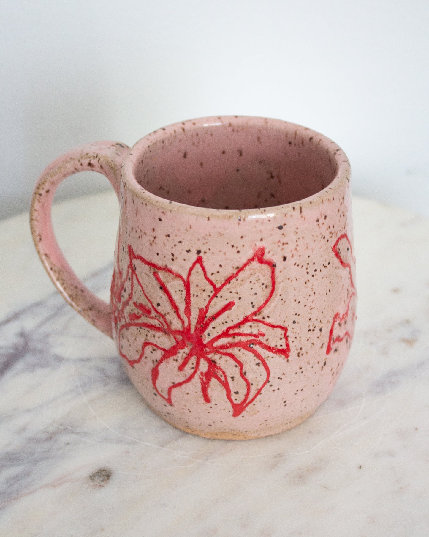 Hand Drawn Pink and Red Mug No. 23
