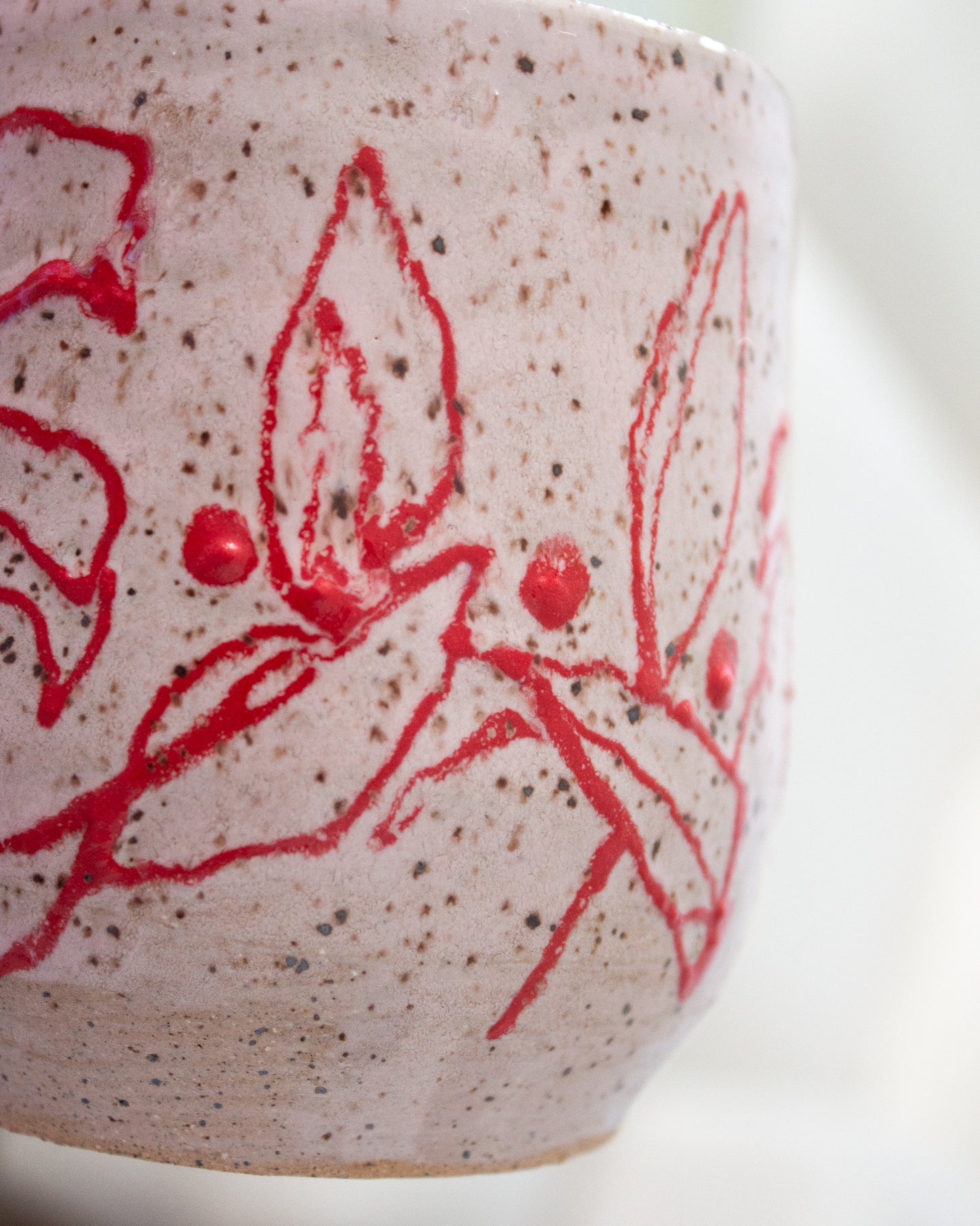 Hand Drawn Pink and Red Floral Mug No. 22