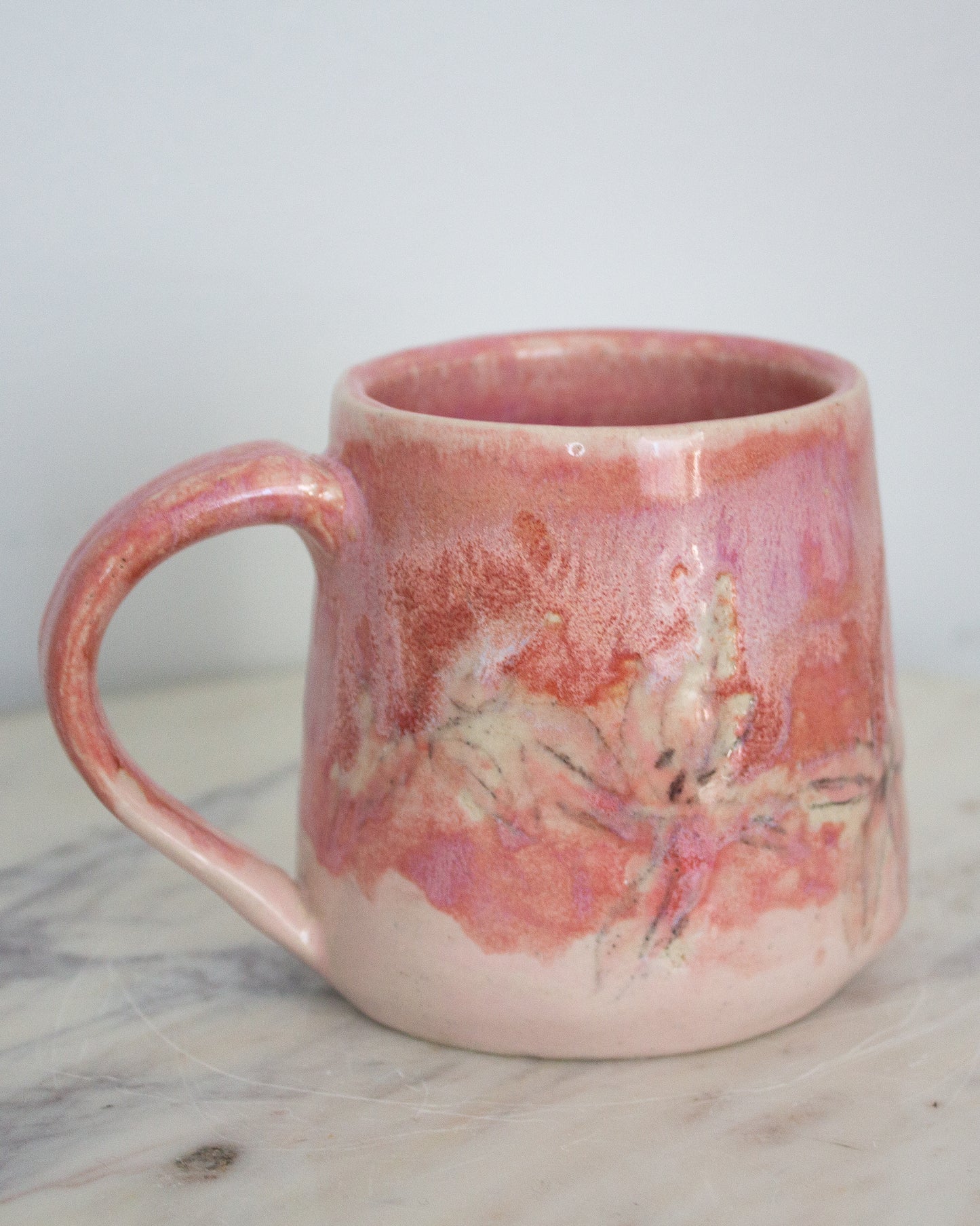 Hand Painted Pink Lily Mug No. 21
