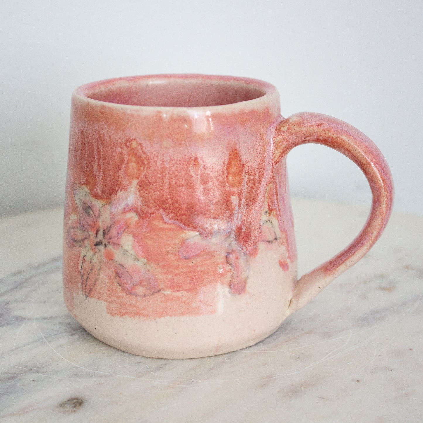 Hand Painted Pink Lily Mug No. 21
