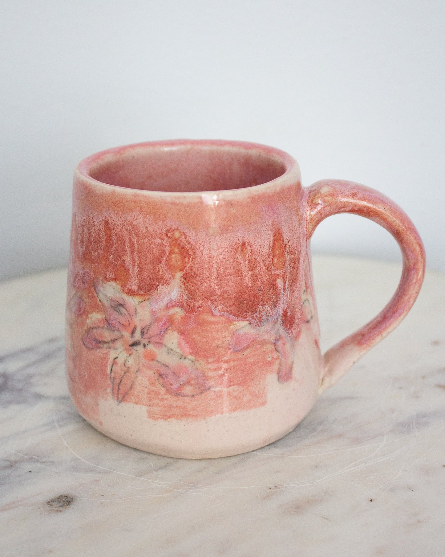Hand Painted Pink Lily Mug No. 21