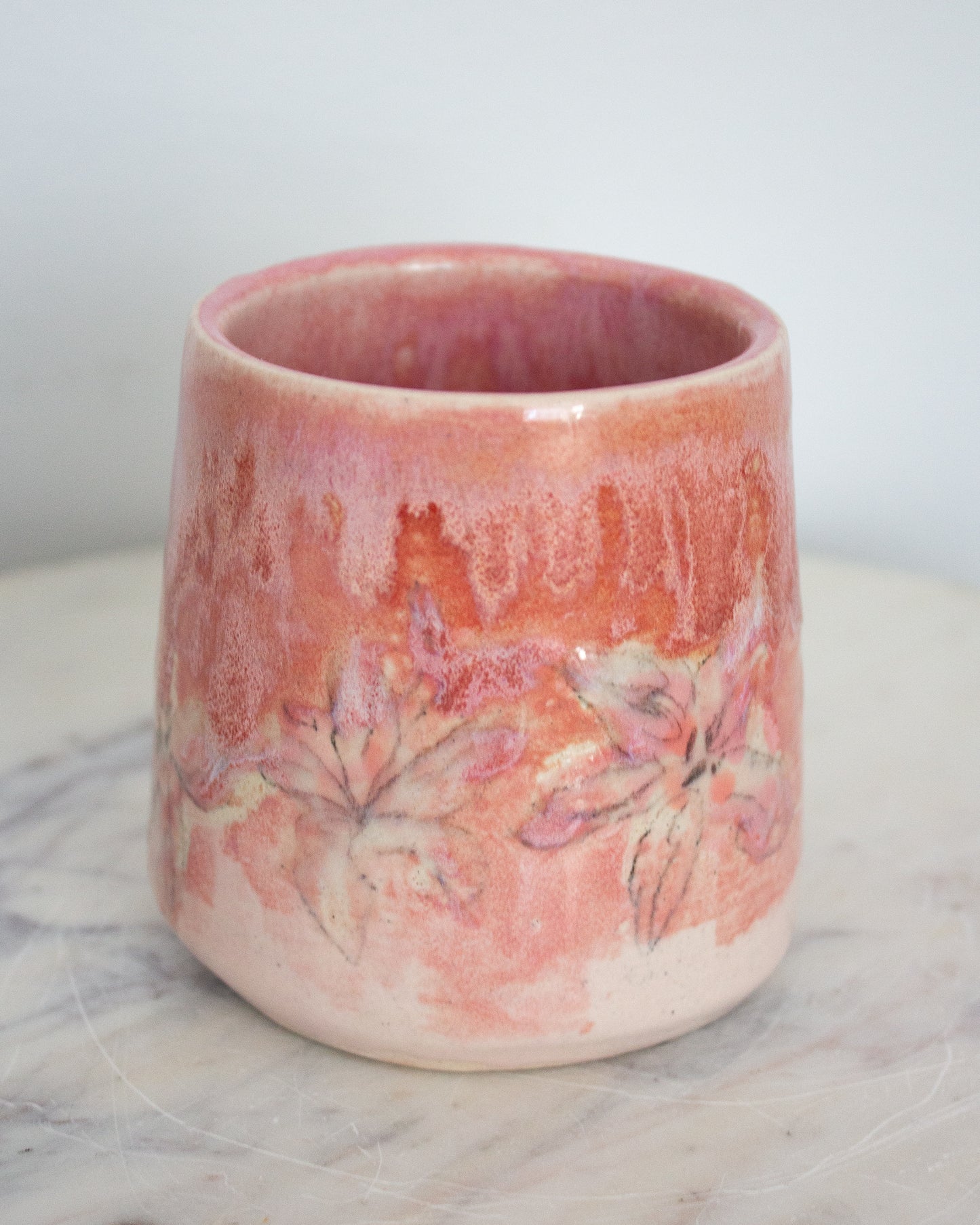 Hand Painted Pink Lily Mug No. 21